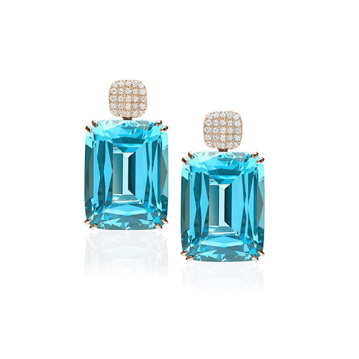 Goshwara Gossip 18k Yellow Gold and 46.07 Total Weight Blue Topaz Diamond Drop Earrings