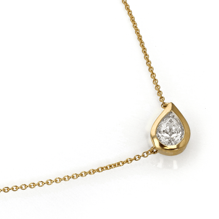 14k Yellow Gold and Pear Shape Diamond .32 Total Weight Pendant