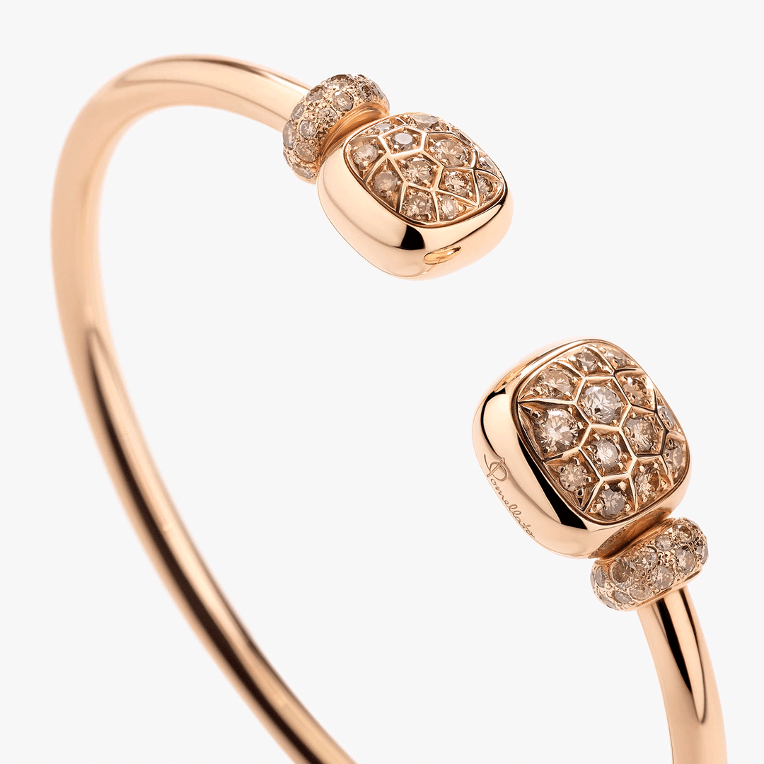 Pomellato Nudo 18k Rose Gold and Brown Diamond Cuff Bracelet
