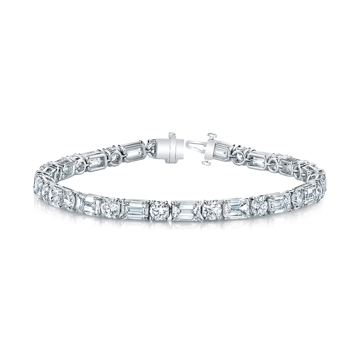 Platinum and 6.55 Total Weight Emerald Cut Diamond Bracelet