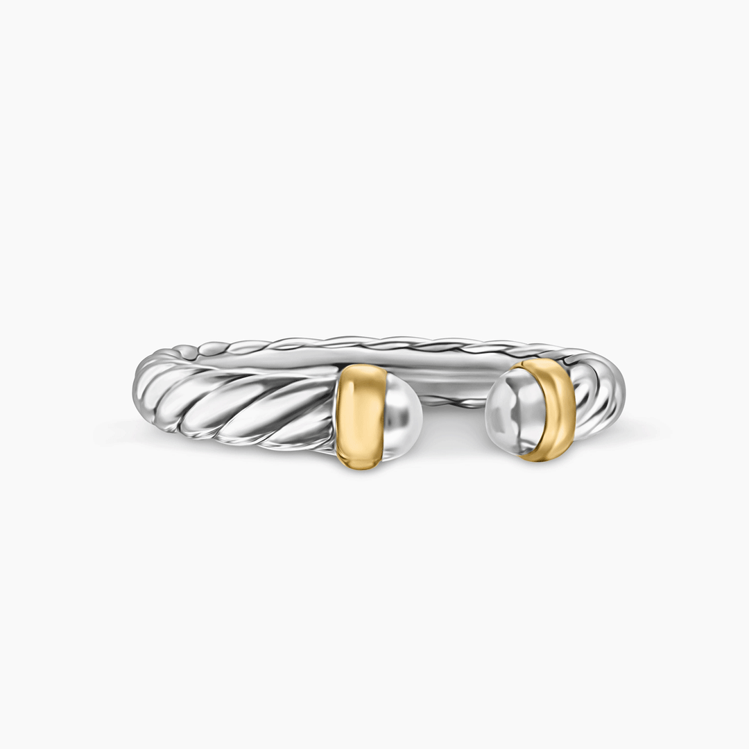 David Yurman Petite Cable Ring Sterling Silver with 14k Yellow Gold, 3.4mm