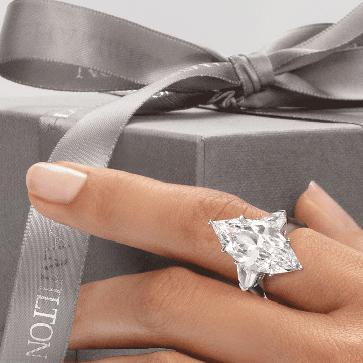 Hamilton Private Reserve Collection Platinum Three Stone Marquise Diamond Ring