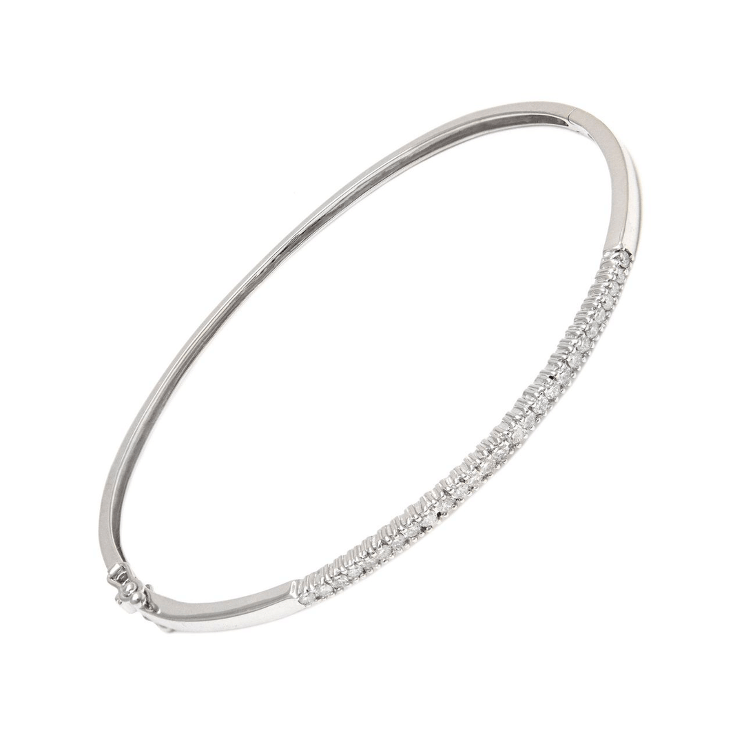 14k White Gold and .50 Total Weight Diamond Bangle Bracelet