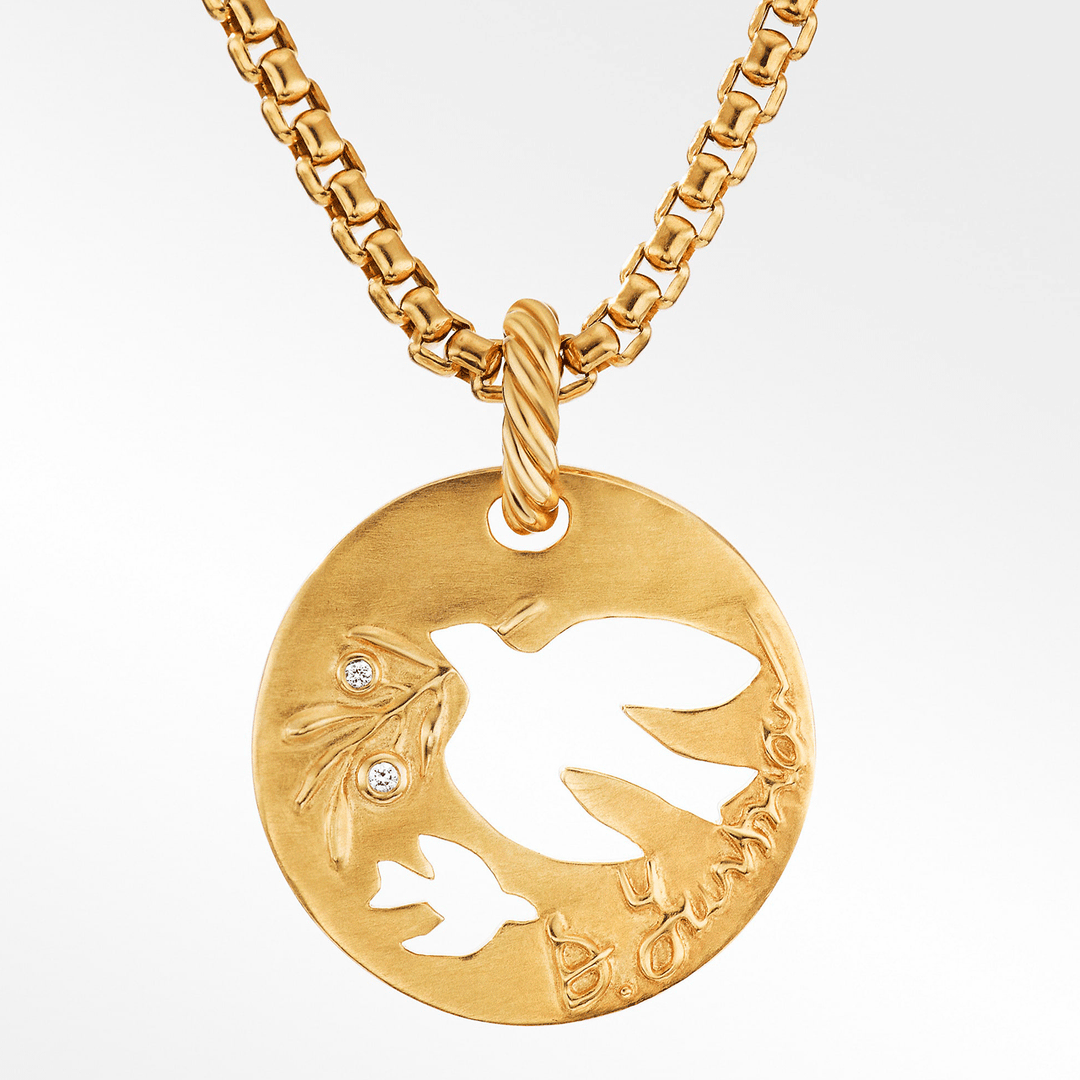 David Yurman Elements Dove Pendant in 18k Yellow Gold with Diamonds