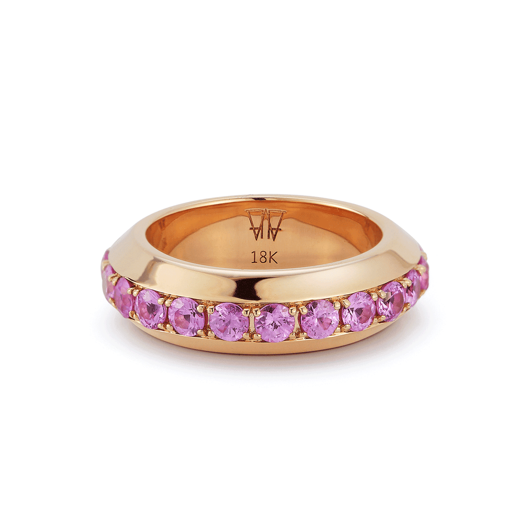 Walters Faith Grant 18k Rose Gold and Pink Sapphire Angled Band Ring