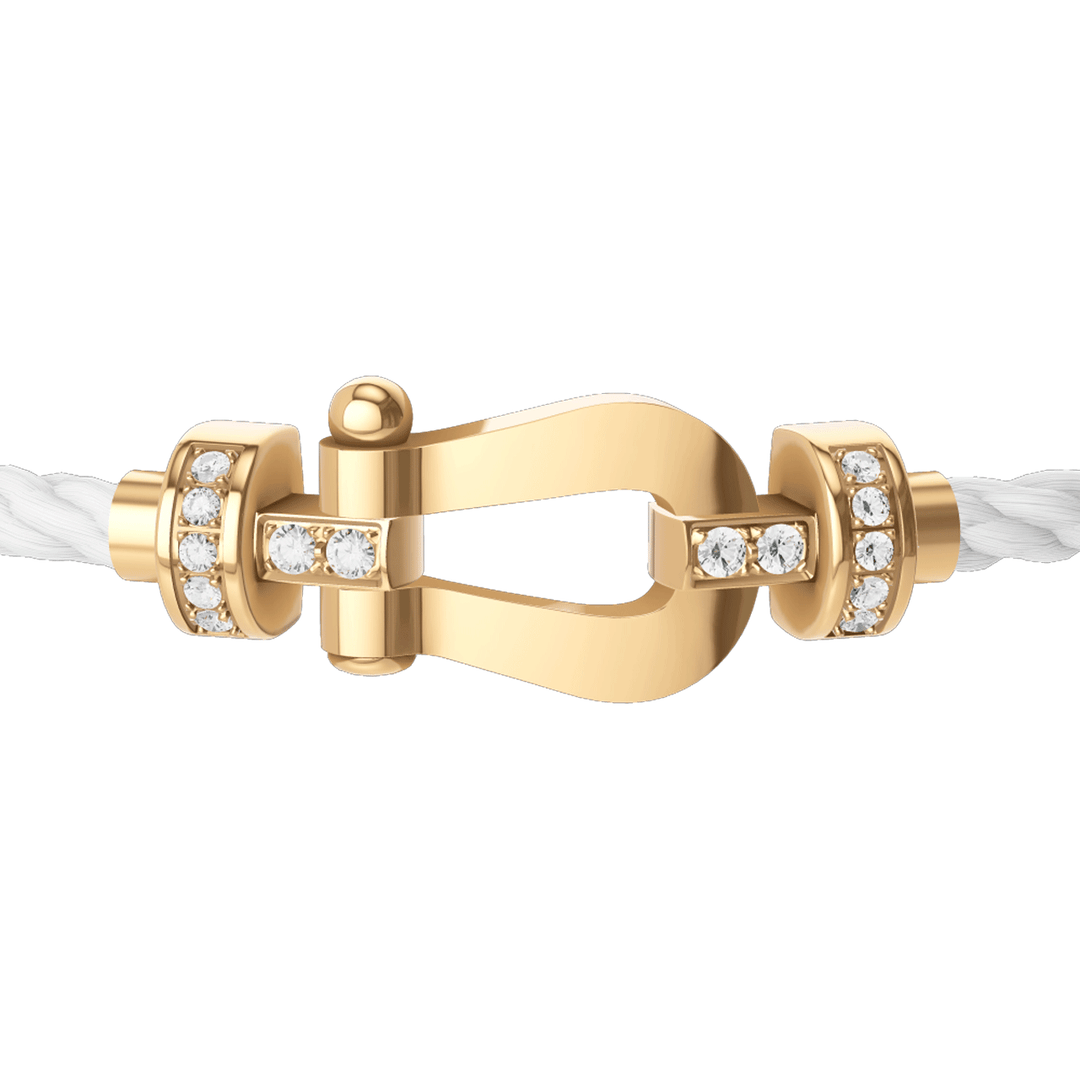 FRED White Cord Bracelet with 18KY Half Diamond MD Buckle, Exclusively at Hamilton Jewelers