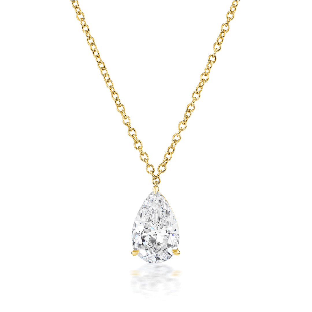 Classic 18k Gold and Pear Shape 2.01 Total Weight Diamond Pendant