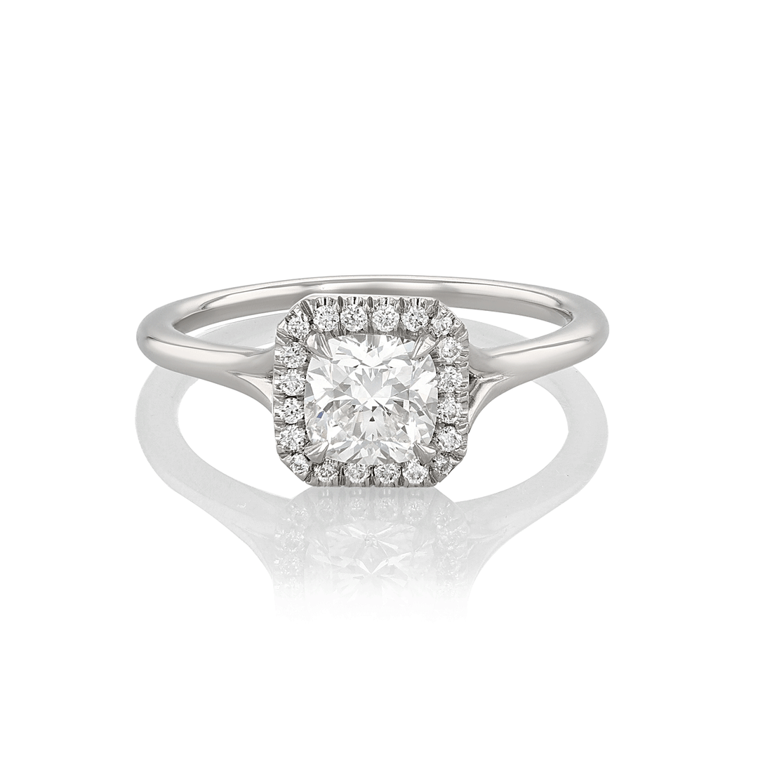 Hamilton Lisette Collection Platinum and 0.72 Total Weight Cushion Diamond Engagement Ring