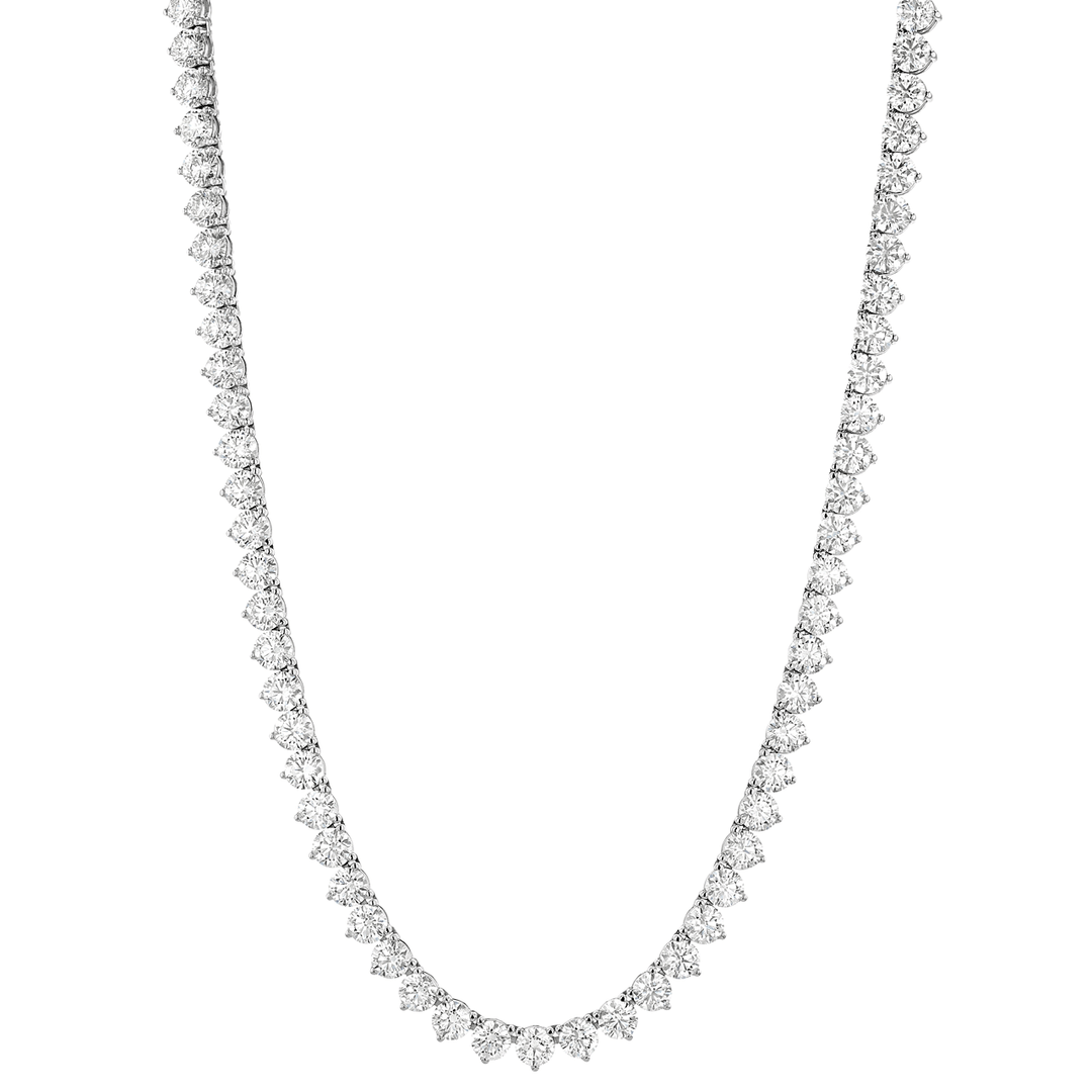 Hamilton Line Collection 18k White Gold and 29.69 Total Weight Natural Diamond Line 17 Inch Necklace