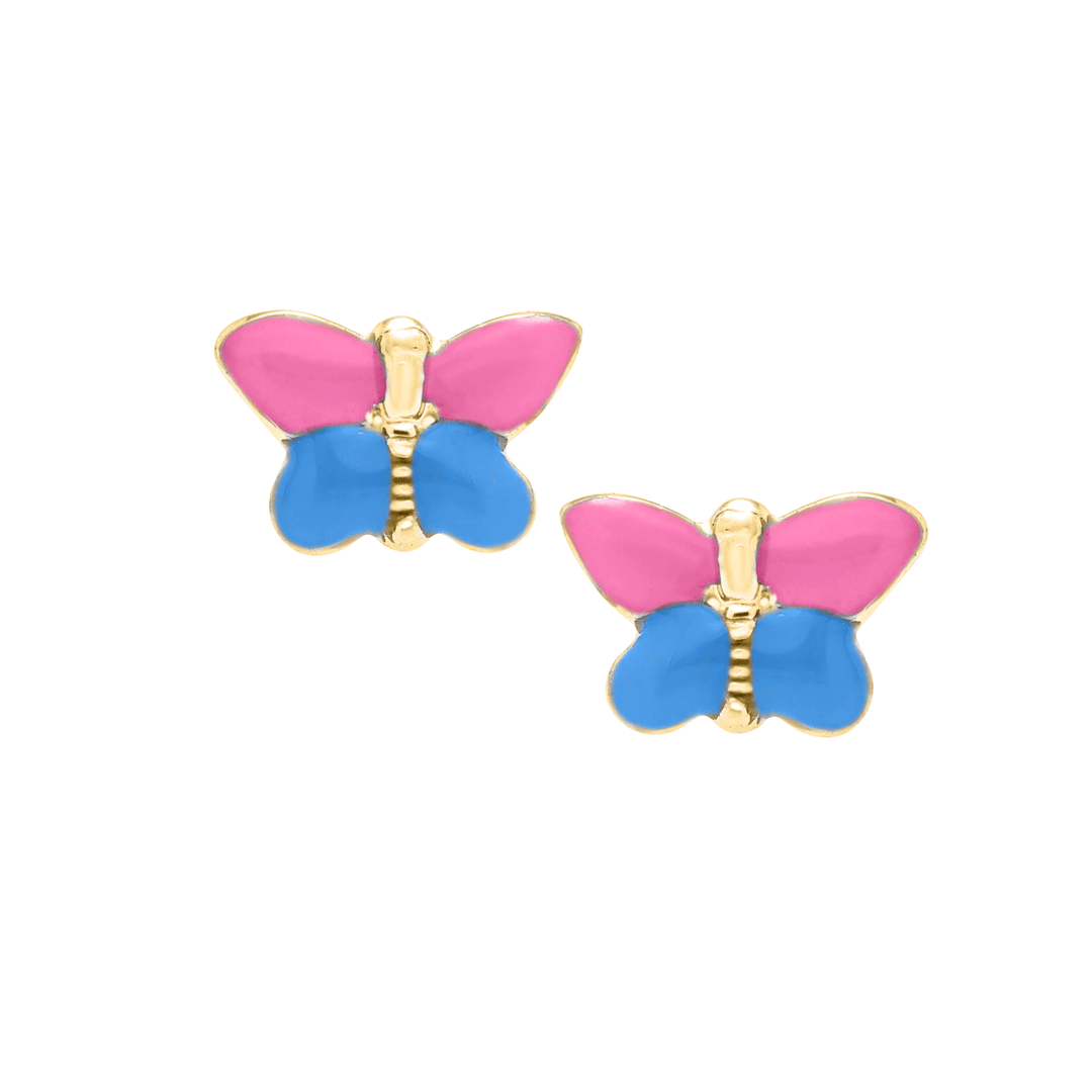Children's 14k Gold and Enamel Butterfly Stud Earrings