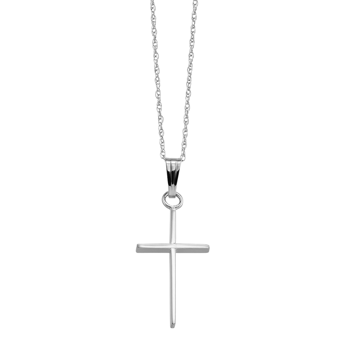 14k White Gold Petite Cross Pendant