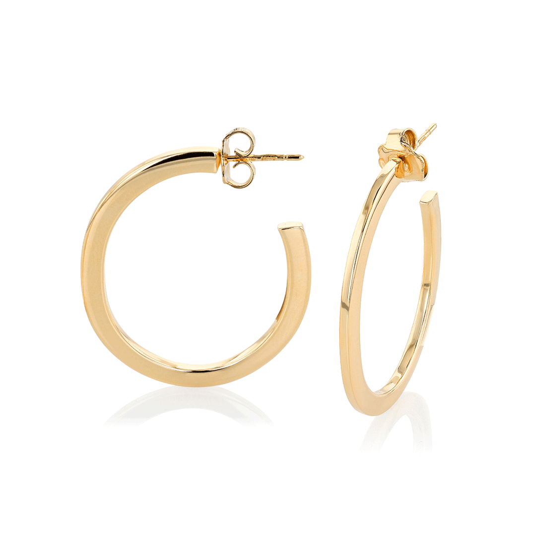 18k Yellow Gold Slim Hoops 37mm x 29mm