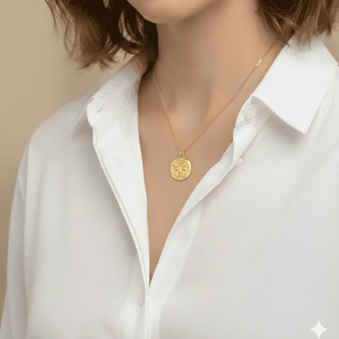 18k Yellow Gold Owl Charm