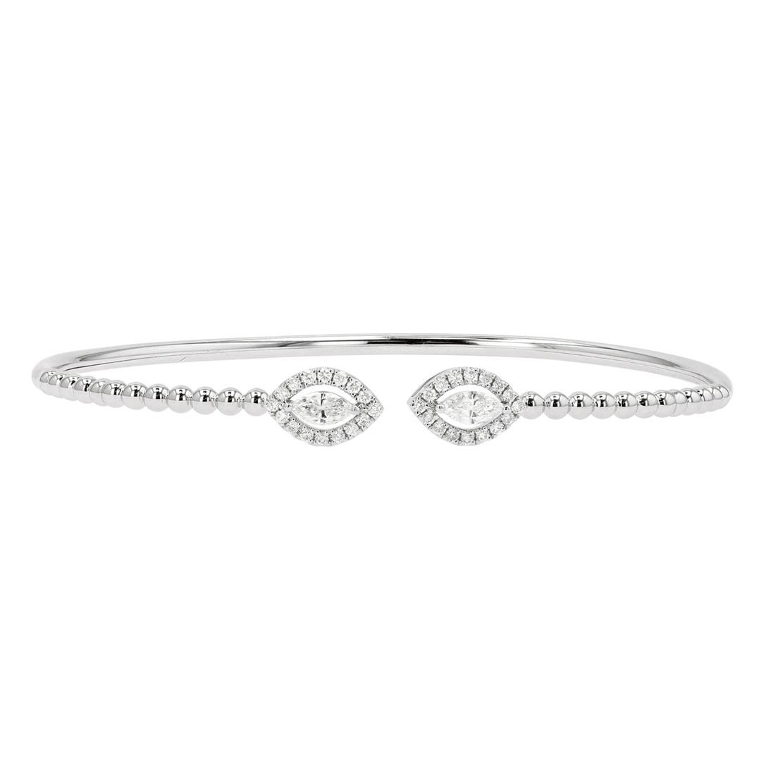 18k White Gold and Marquise Diamond .44 Total Weight Bracelet