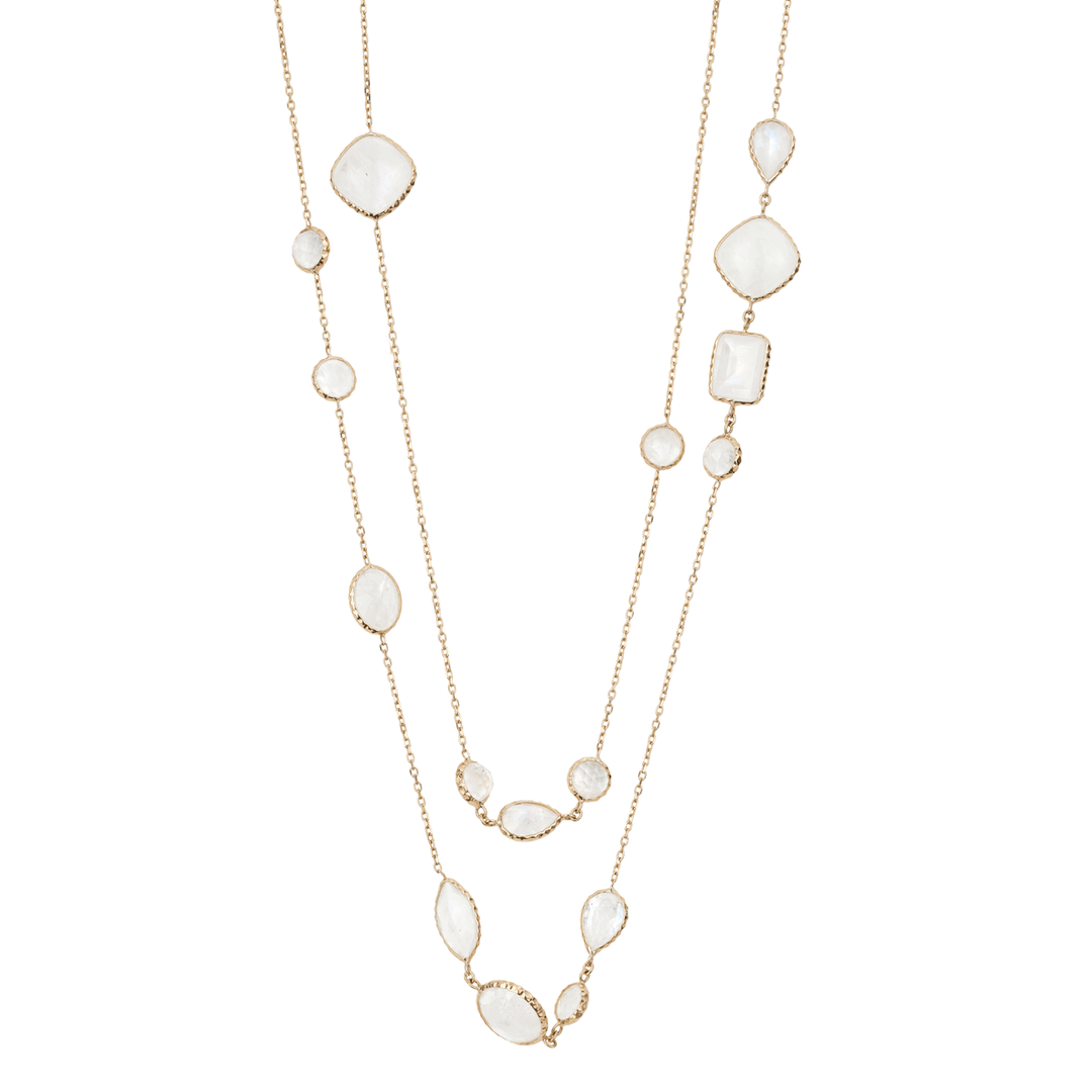 Facets 14k Gold 36 Inch Moonstone Necklace