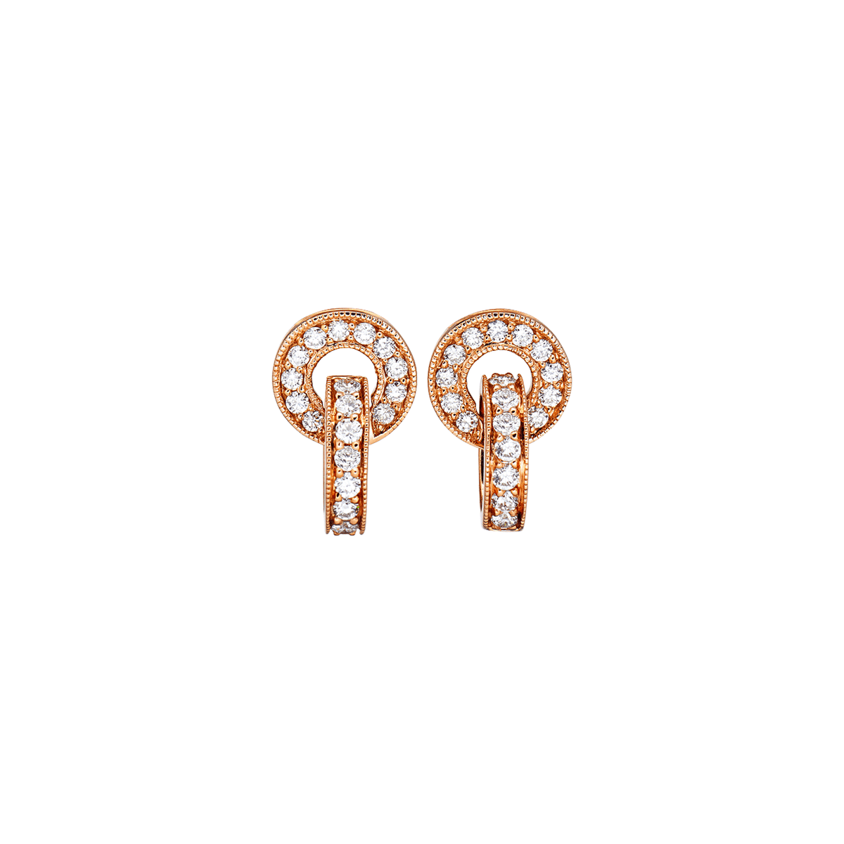 Hamilton 18k Rose Gold and Diamond .80 Total Weight Eternity Earrings