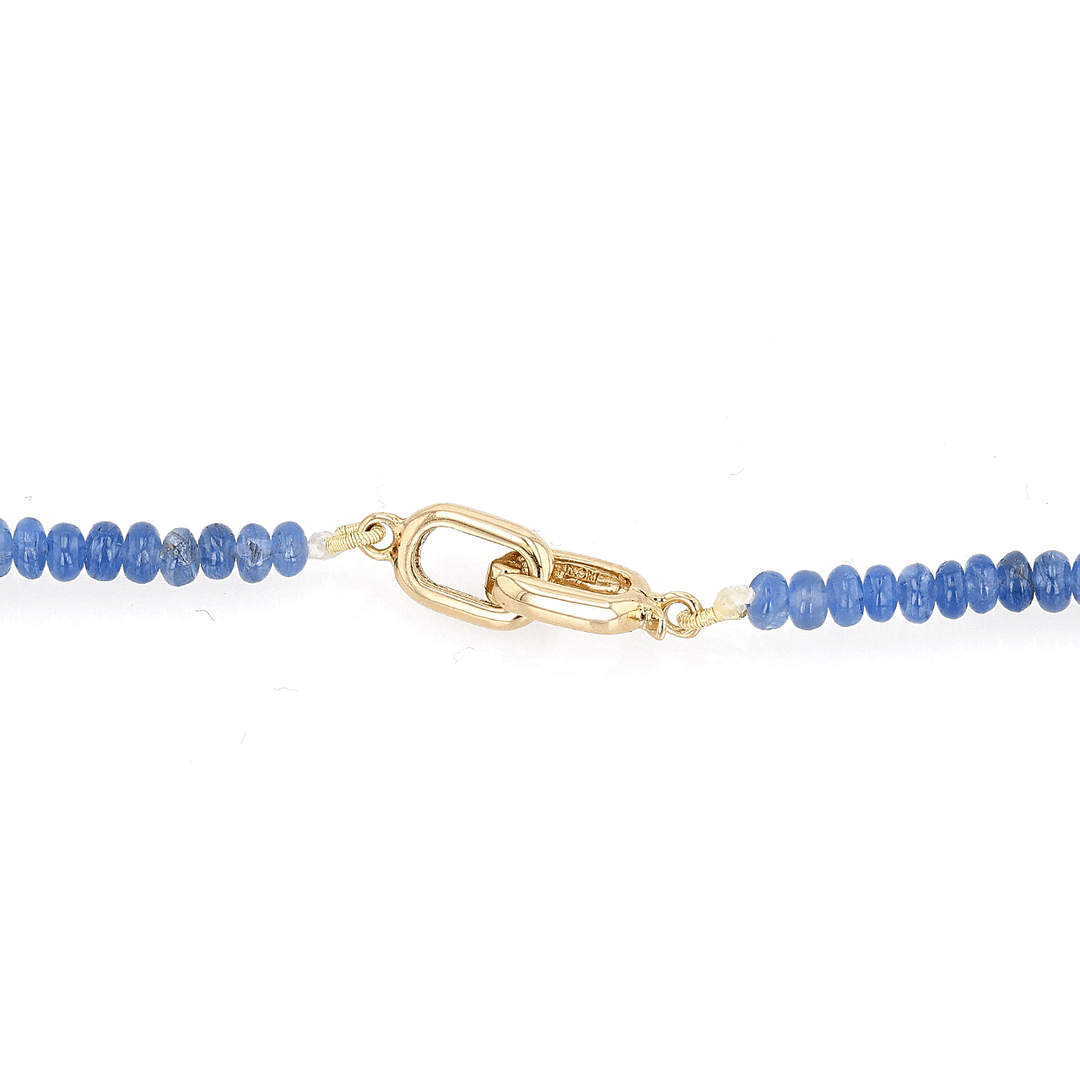 14k Yellow Gold and Blue Sapphire Beaded 18 Inch Necklace