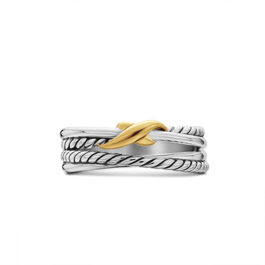 David Yurman X Crossover Band Ring Sterling Silver with 18k Yellow Gold, 6mm
