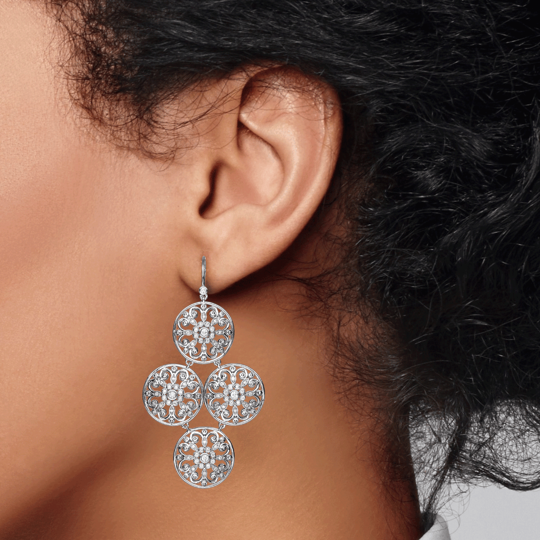 Arabesque Sterling Silver and Diamond .82 Total Weight Drop Earrings