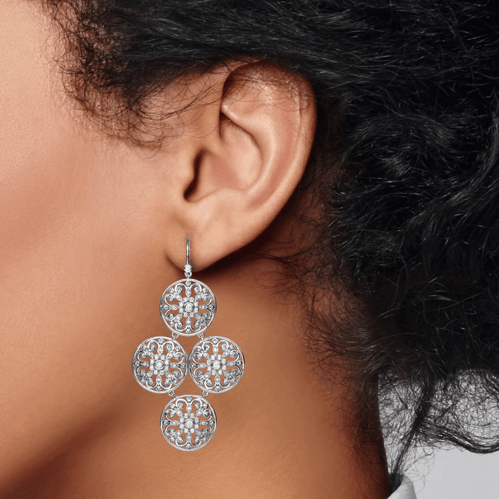 Arabesque Sterling Silver and Diamond .82 Total Weight Drop Earrings