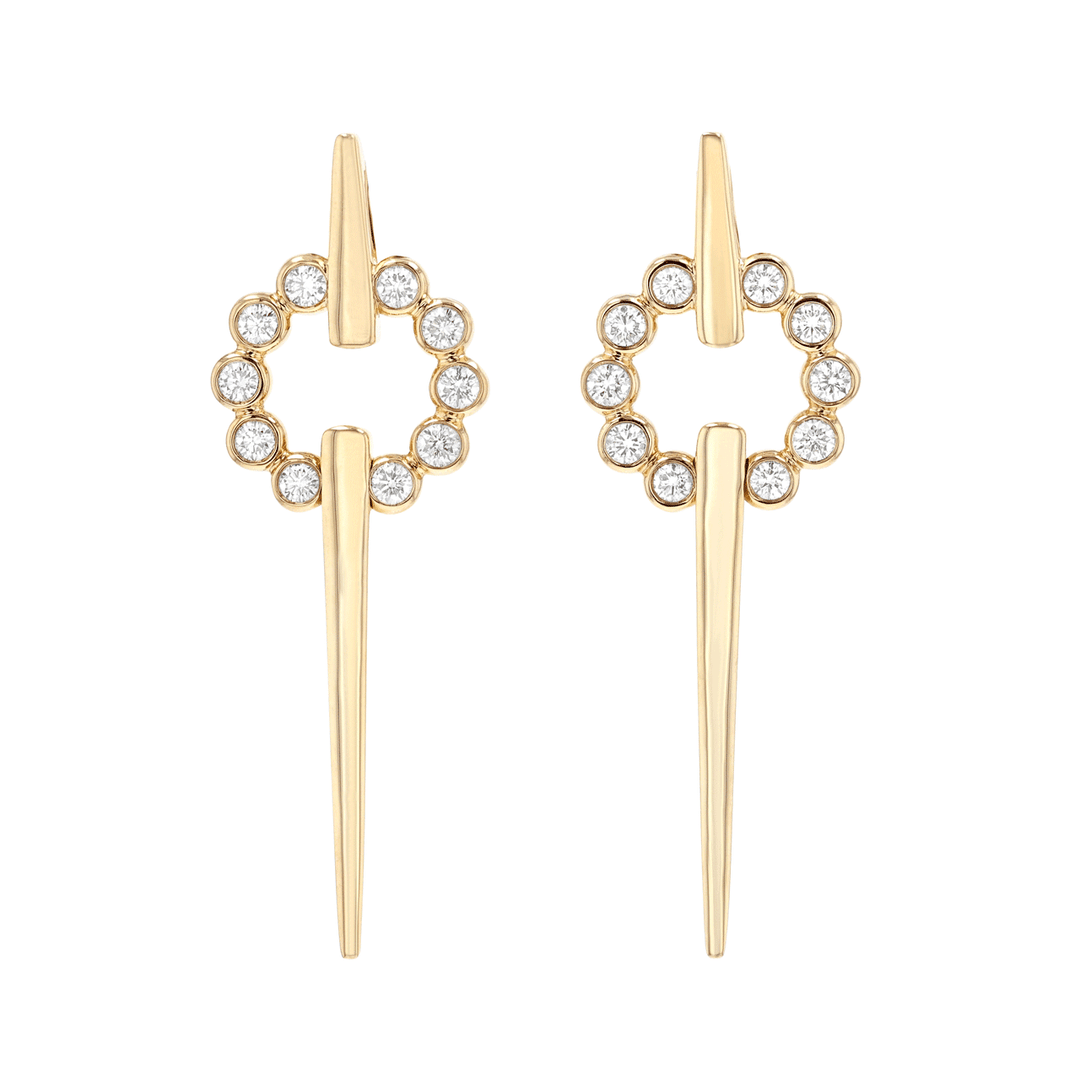 18k Gold and 1.08 Total Weight Natural Diamond Bubble Earrings