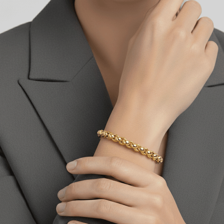 18k Yellow Gold Rolo Link Flexible Bracelet