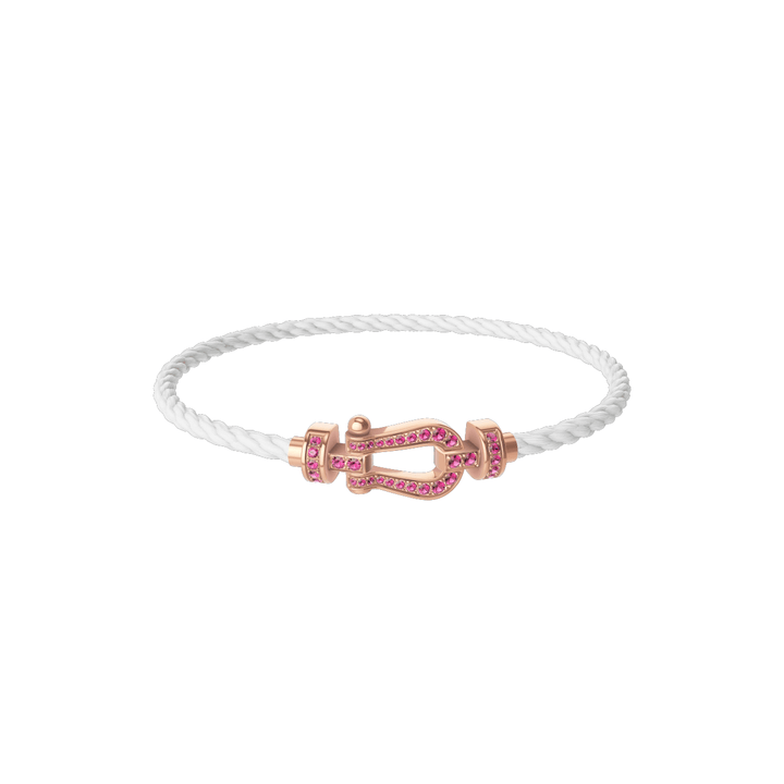 FRED Force 10 White Cord with 18k Rose Pink Sapphire MD Buckle, Exclusively at Hamilton Jewelers
