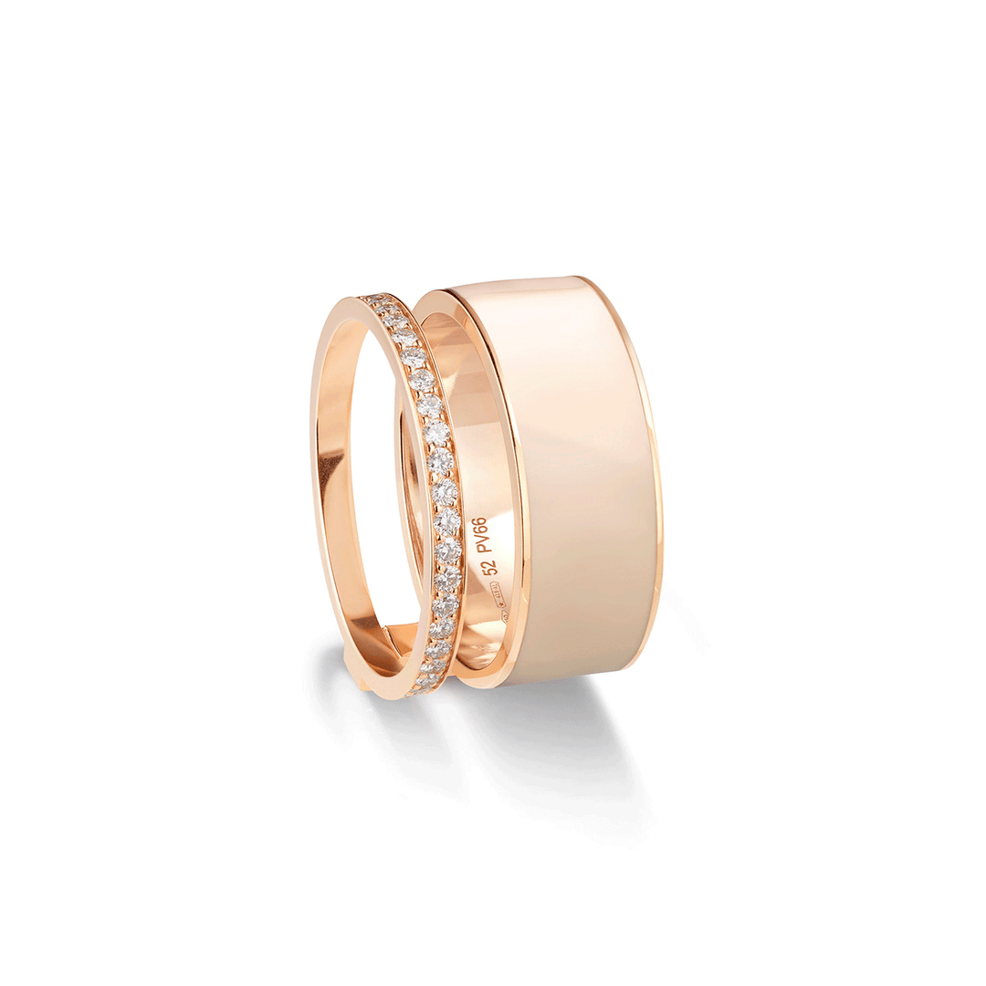 Repossi Berbere 18k Rose Gold Chromatic Nude Ring in Rose Gold Paved with Diamonds