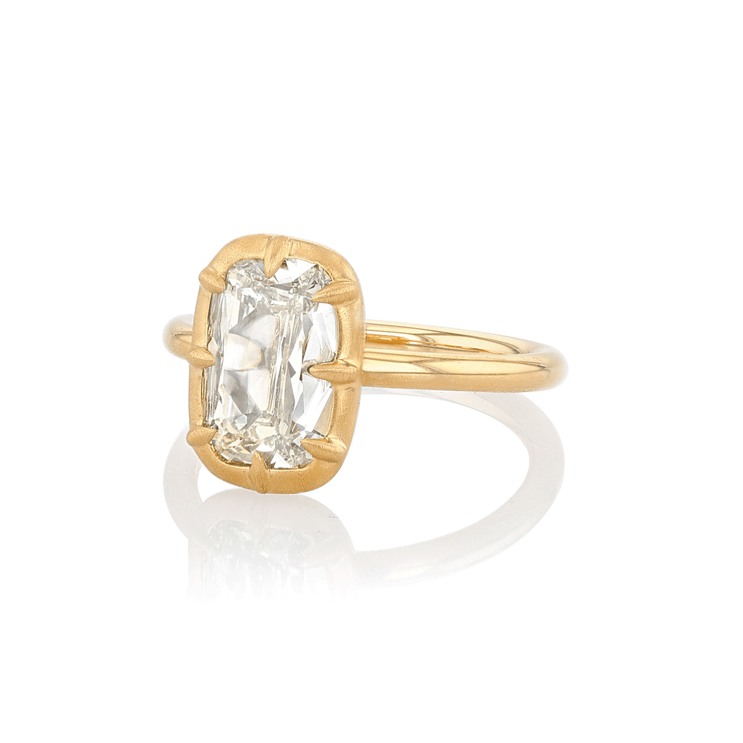 18k Yellow Gold and Cushion Diamond 2.01 Bezel Set Engagement Ring