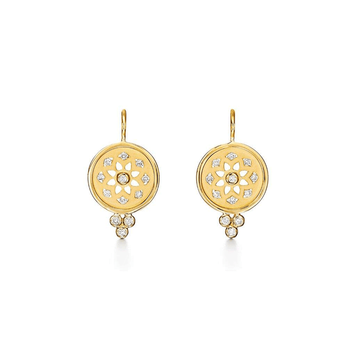 Temple St. Clair 18k Yellow Gold Mandala Cutout Earrings