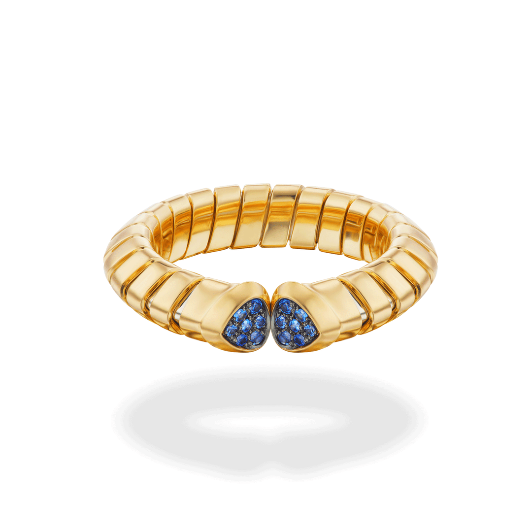 Marina B Trisolina 18k Yellow Gold Sapphire Pavé Ring, SZ7