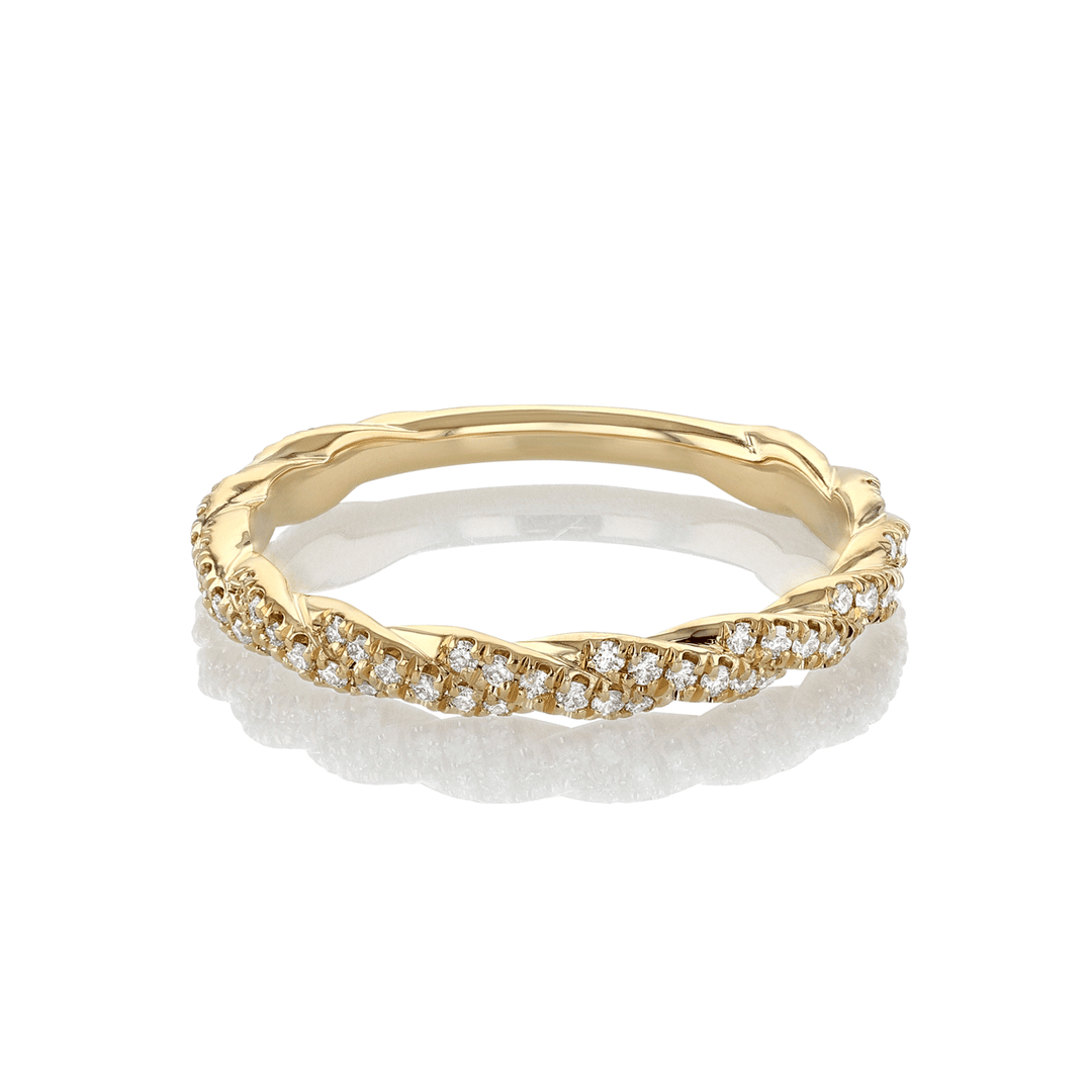18k Yellow Gold and .27 Total Weight Diamond Full Twist Band