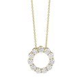 14k Yellow Gold and 2.02 Total Weight Diamond 17mm Circle Pendant