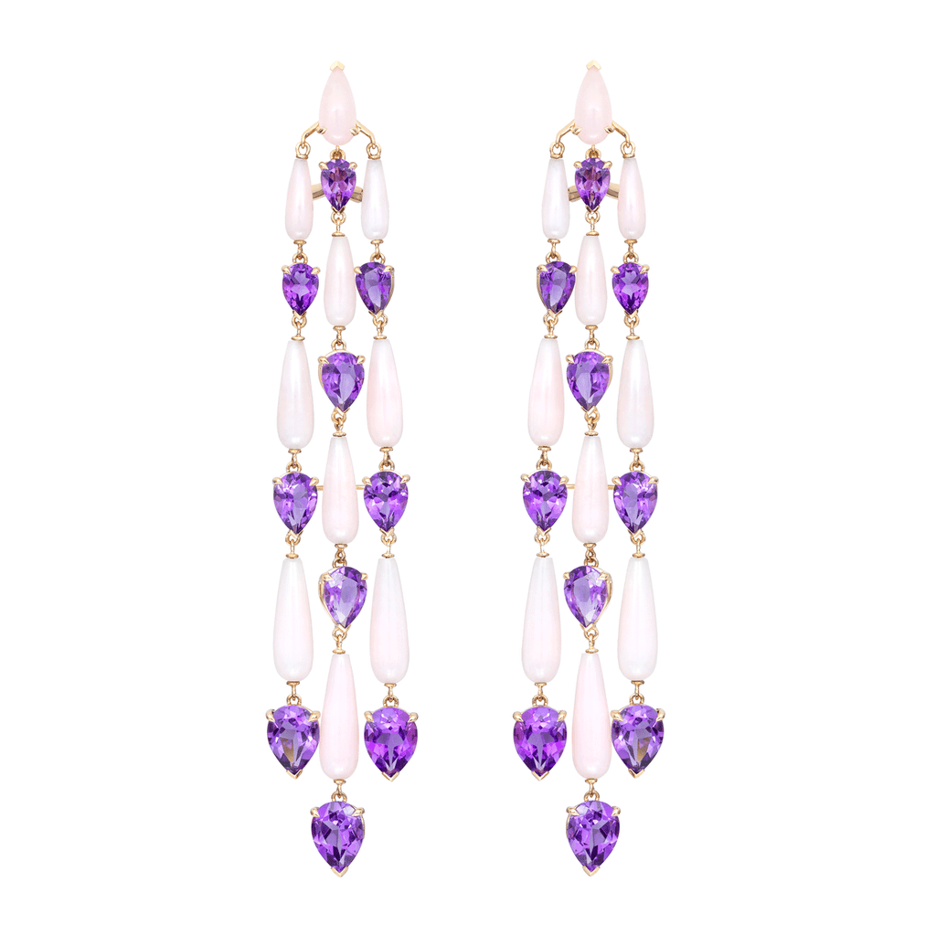 Etho Maria 18k Rose Gold Amethyst and Pink Opals Earrings