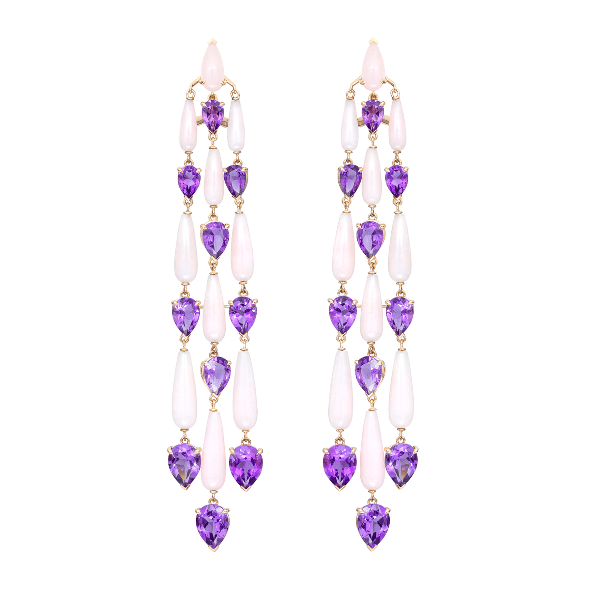 Etho Maria 18k Rose Gold Amethyst and Pink Opals Earrings
