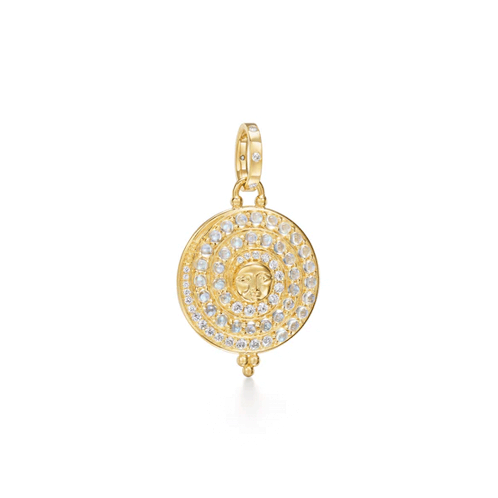 Temple St. Clair 18k Yellow Gold Lunar Glow Blue Moonstone and Diamond Pendant