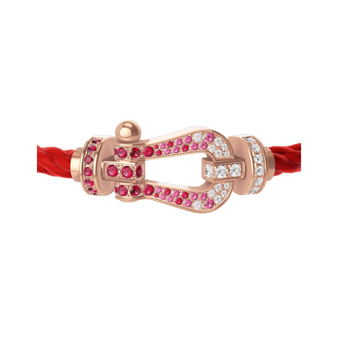Fred FORCE 10 Red Cable 18k Rose Gold Diamonds and Red Gem Stone LG Buckle, Exclusively at Hamilton Jewelers