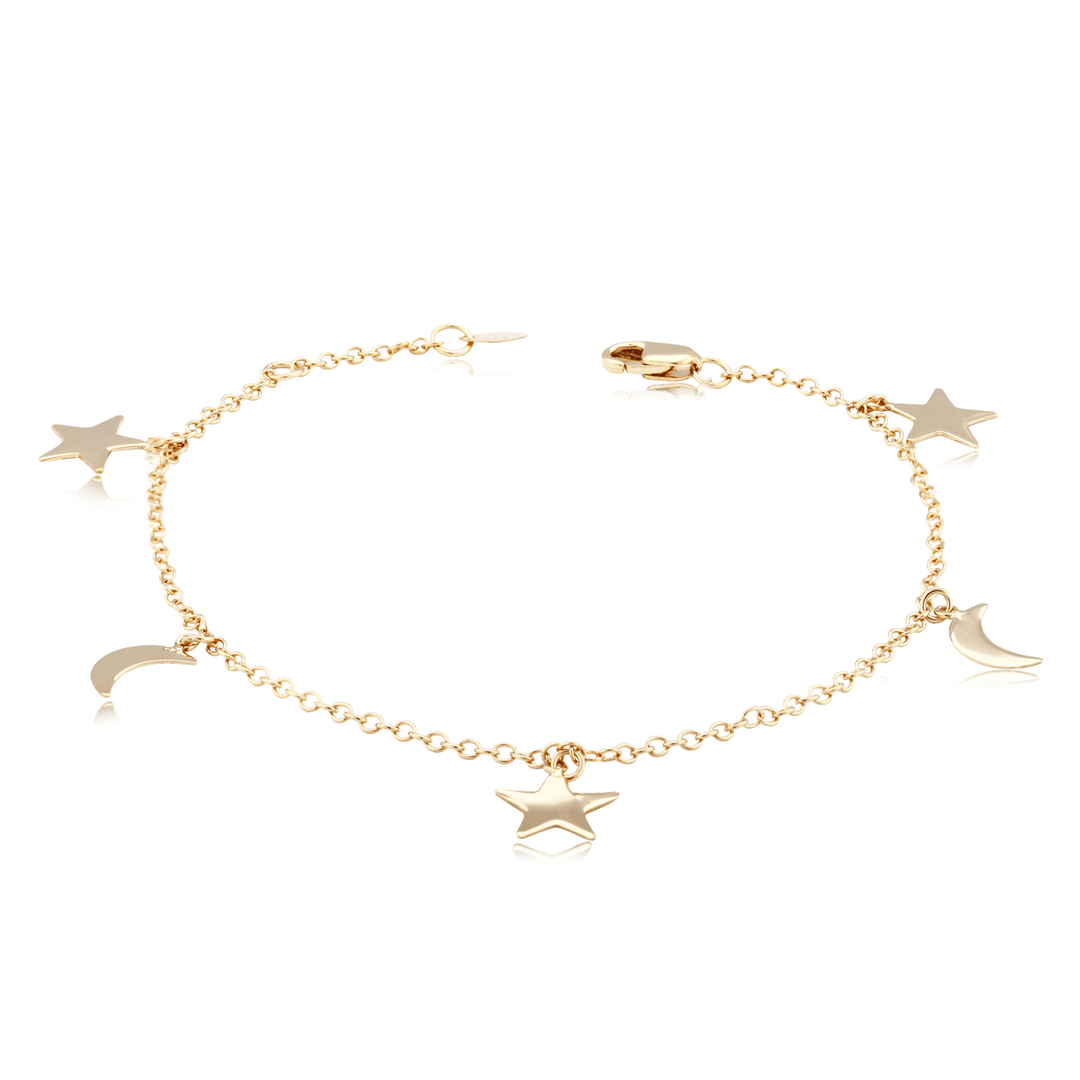 14k Yellow Gold Celestial Charm Bracelet