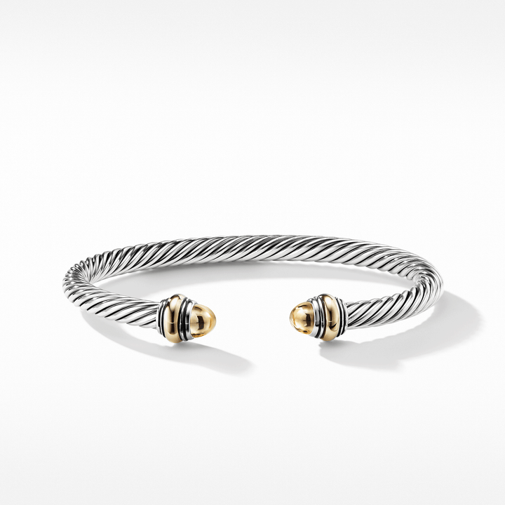 David Yurman Classic Cable Bracelet Sterling Silver with 14k Yellow Gold and Gold Domes, 5mm