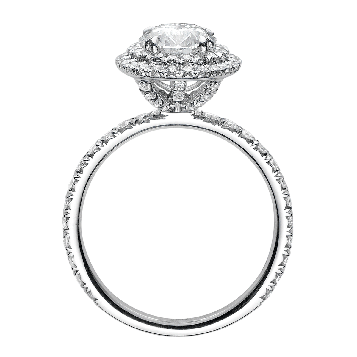 Hamilton Lisette Collection 18k White Gold and 0.55 Total Weight Diamond Double Halo Mounting Ring