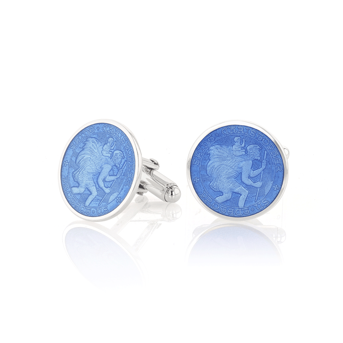 St. Christopher Royal Blue Enamel Cufflinks