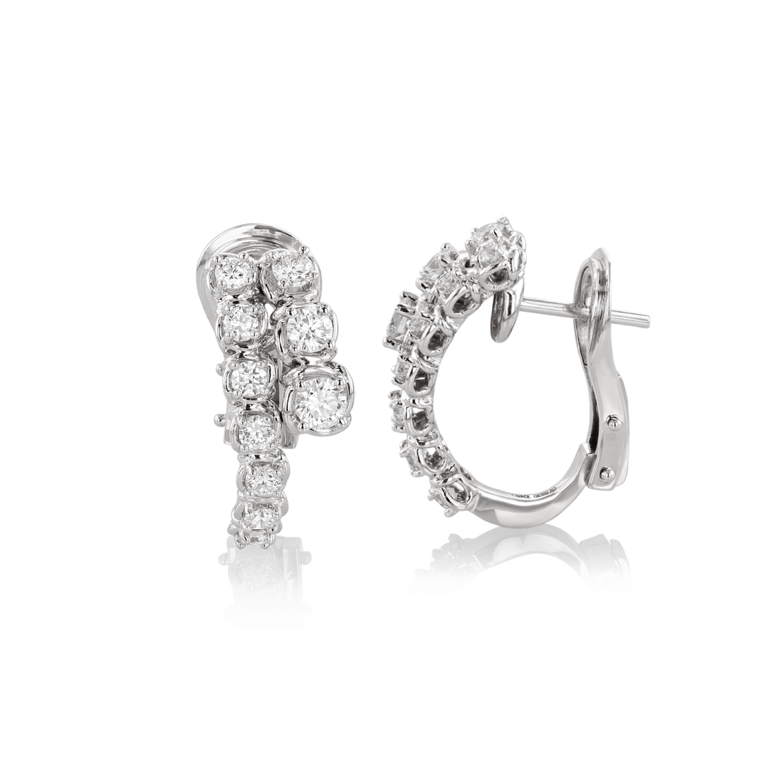 Duet 18k White Gold and 1.12 Total Weight Diamond Wrap Hoops