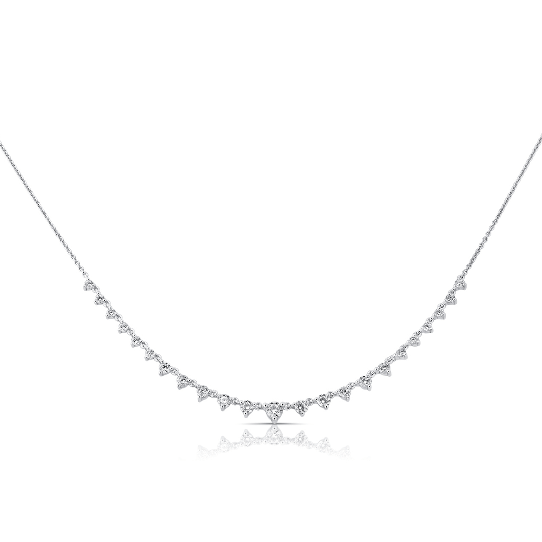 14k White Gold and Diamond 1.00 Total Weight Necklace