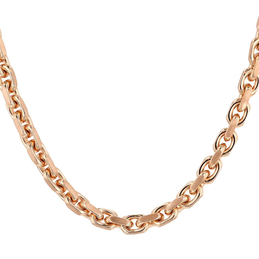 Hamilton Men's Collection 18k Rose Gold 3.9mm Flat Edge Solid Link Necklace 20 Inch
