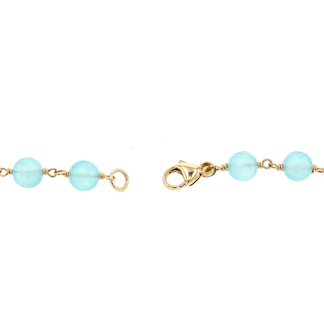14k Yellow Gold and Chalcedony Bead Necklace