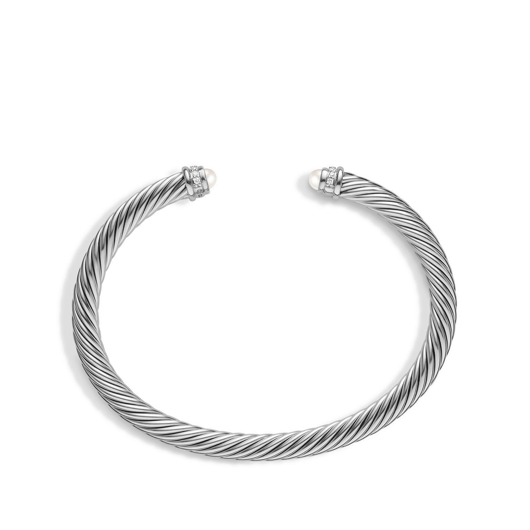 David Yurman Cable Classic Bracelet with Pearls and Diamonds