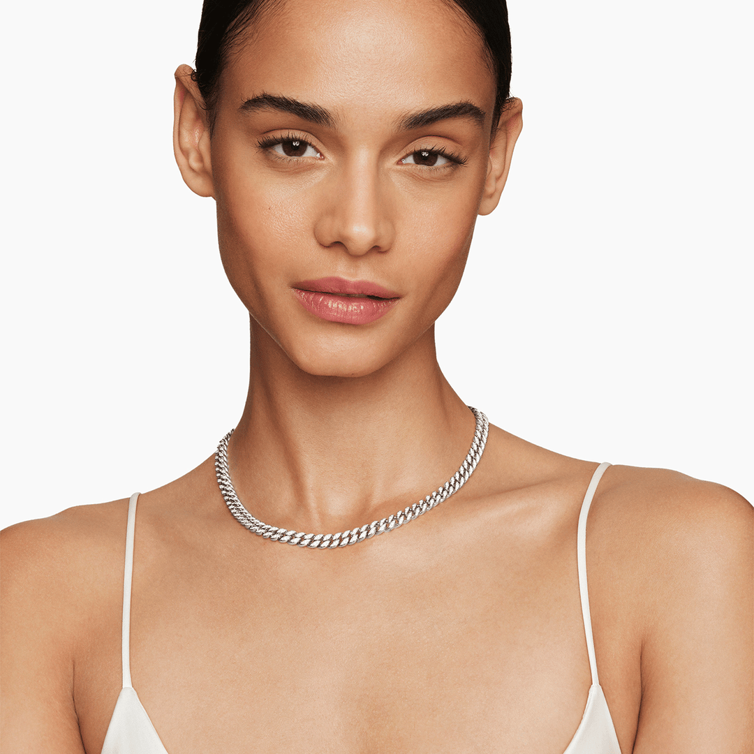 David Yurman Curb Chain Necklace with Diamonds, 7mm