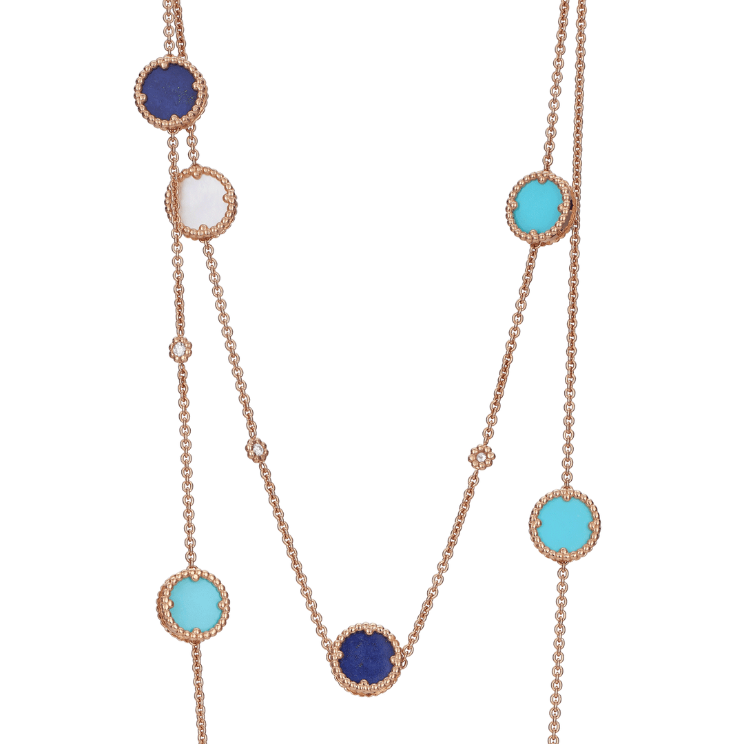 1970's 18k Gold Lapis and Turquoise Necklace