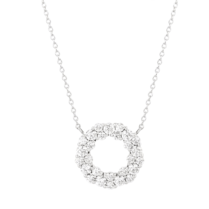 Radiance 18k White Gold and Diamond 0.92 Total Weight Circle Pendant