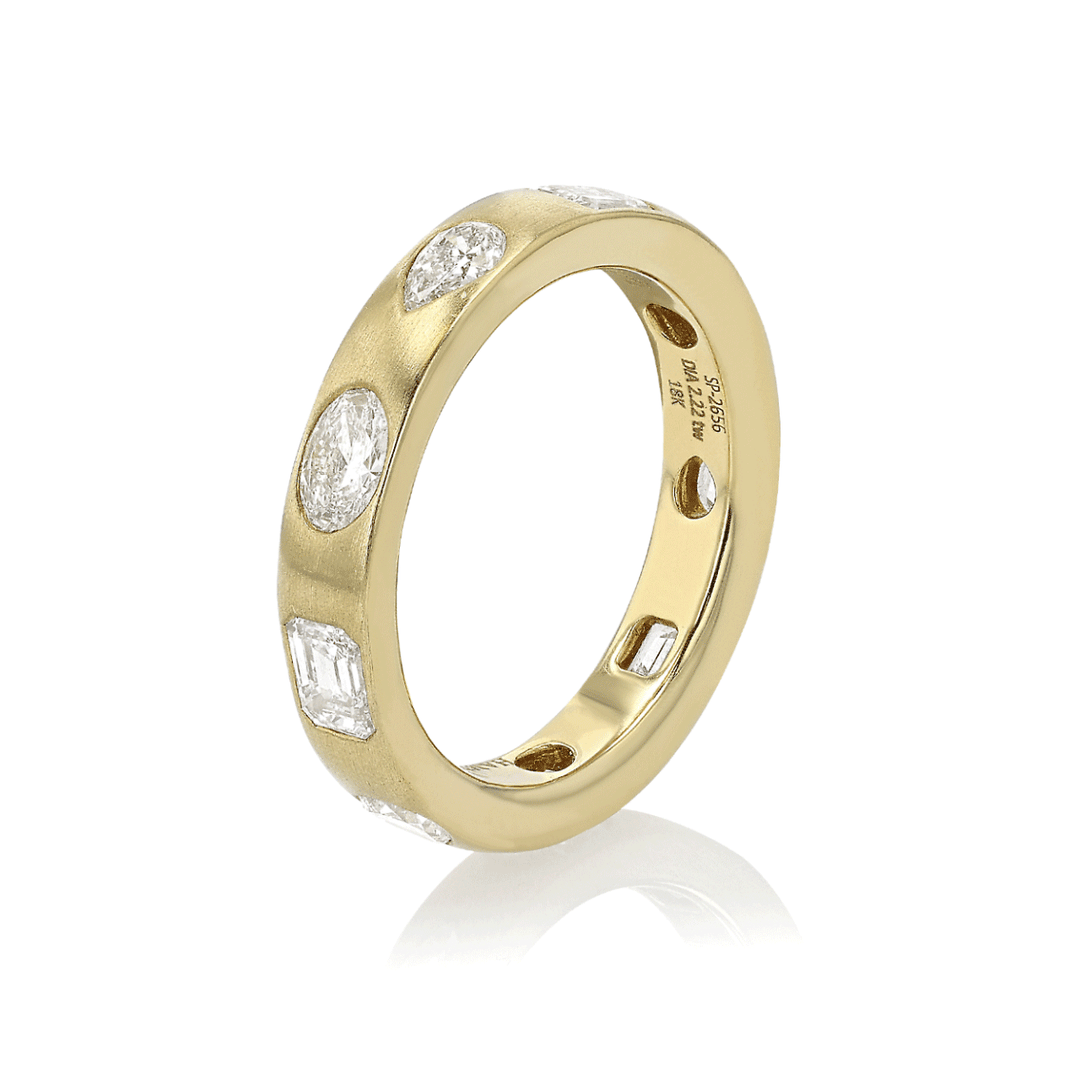 18k Yellow Gold and Mix Shape Diamonds 2.22 Total Weight Eternity Band